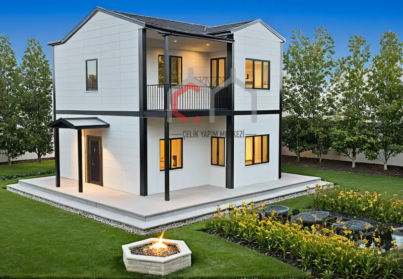 92 m² çift katlı prefabrik ev dış cephe görünümü