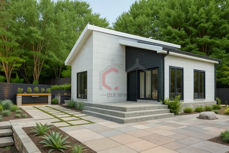 49 m² tek katlı prefabrik villa dış cephe görünümü