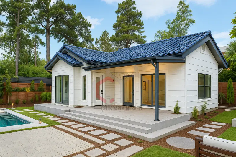 98 m² tek katlı prefabrik villa dış cephe görünümü