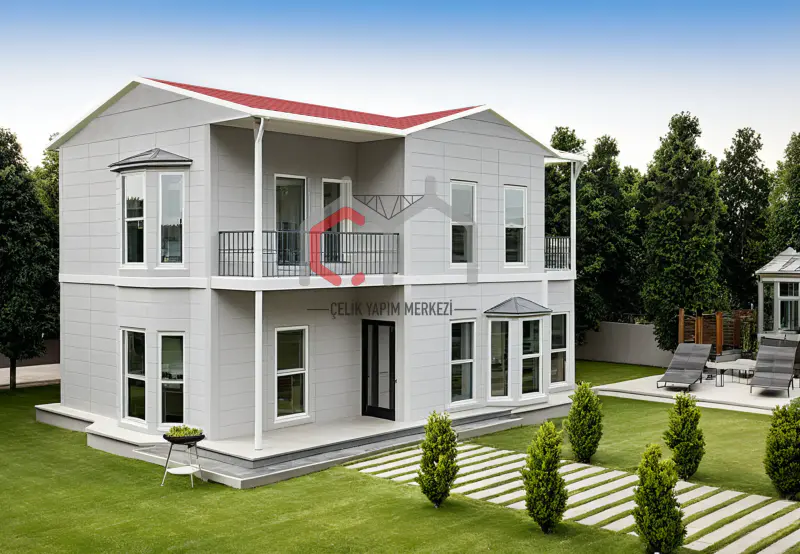 155 m² çift katlı prefabrik ev dış cephe görünümü