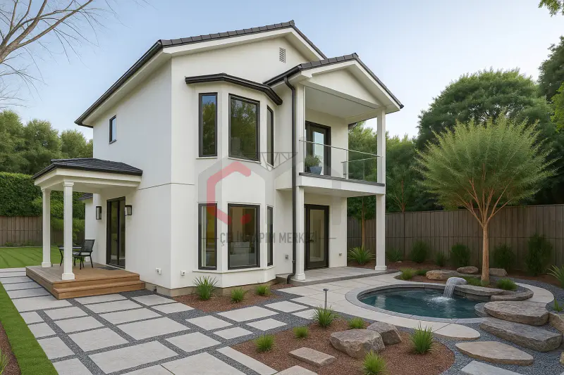 126 m² çift katlı prefabrik villa dış cephe görünümü