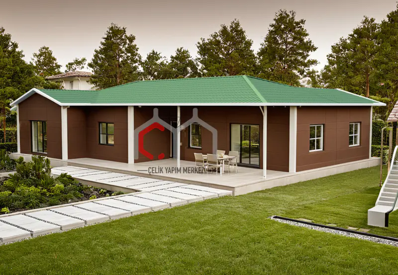 166 m² tek katlı prefabrik ev dış cephe görünümü